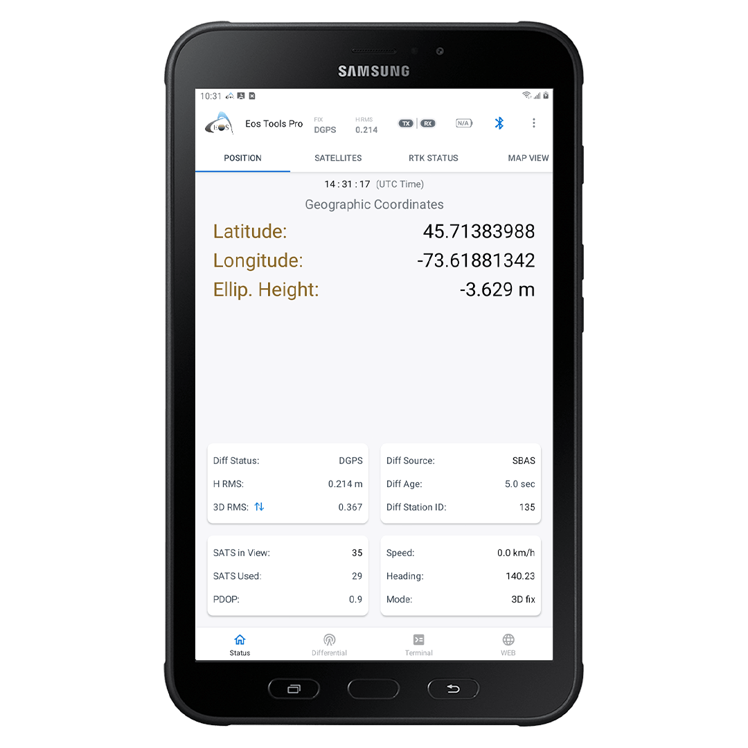 Position Tab Screen, NTRIP and DIP Protocol - How to Configure Eos Tools Pro for RTK on Android