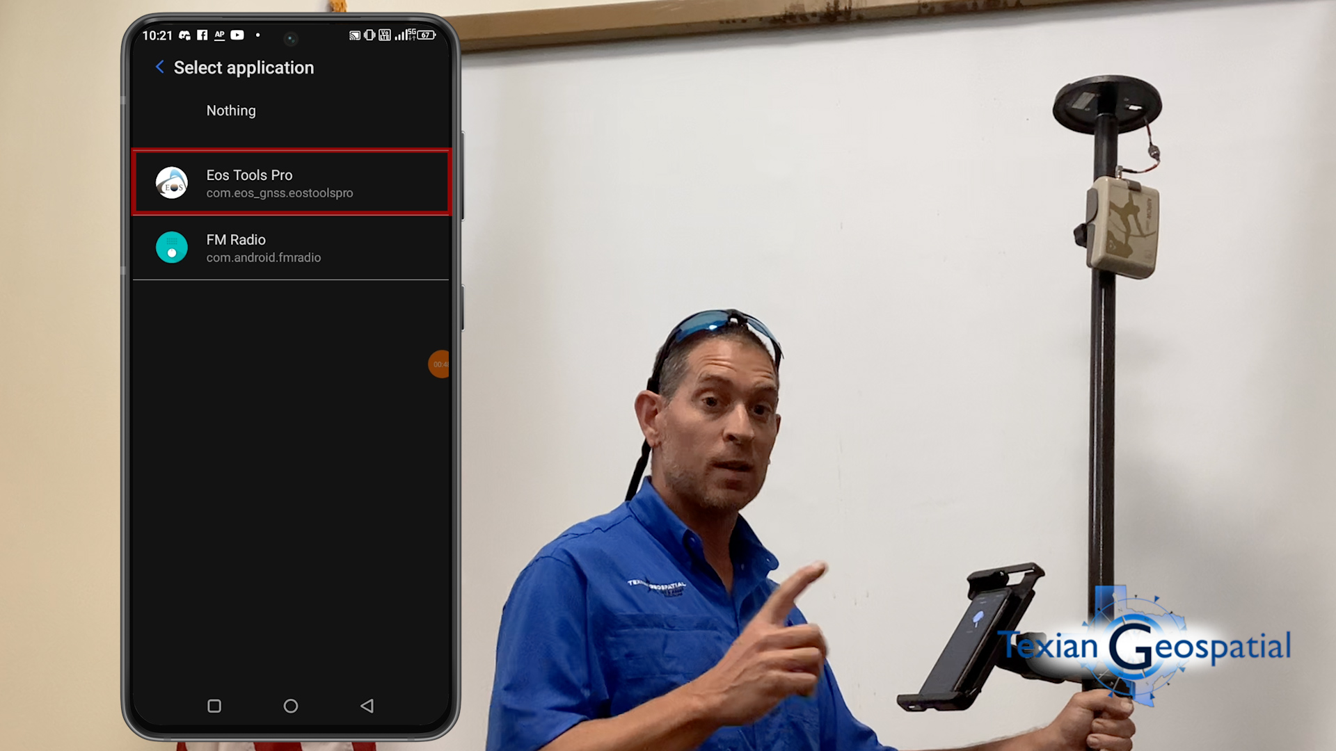 Matt Dove of Texian Geospatial GIS and Asset Solutions shows how to select your mock location app as Eos Tools Pro