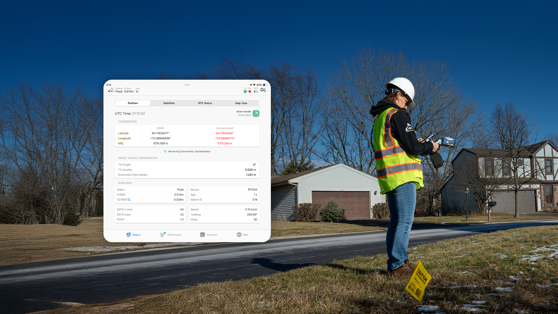 GNSS Coordinates versus compensated coordinates in Eos Tools Pro app with Skadi Smart Handle