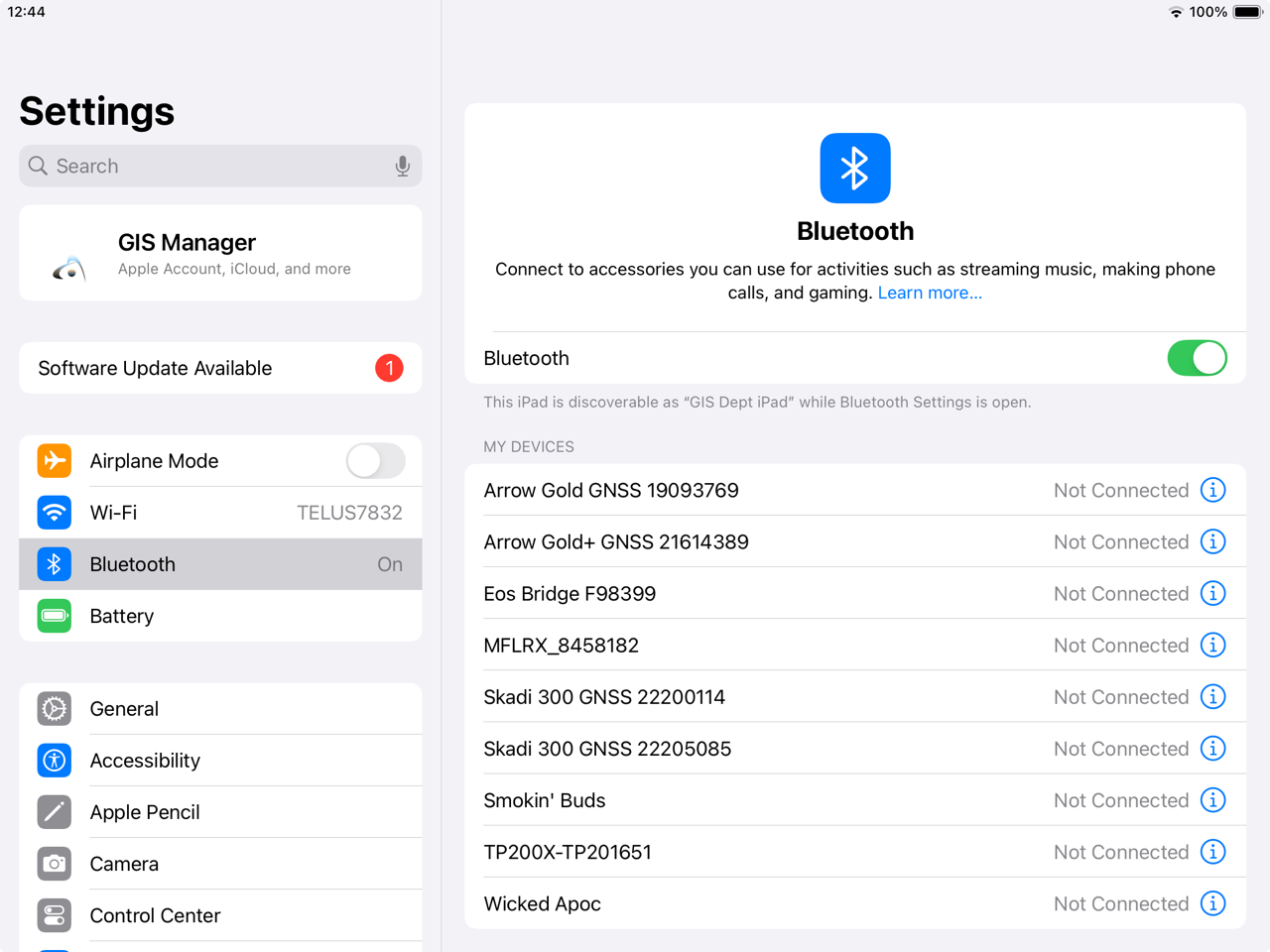 iOS device Bluetooth Pairing to Skadi - Bluetooth settings 1