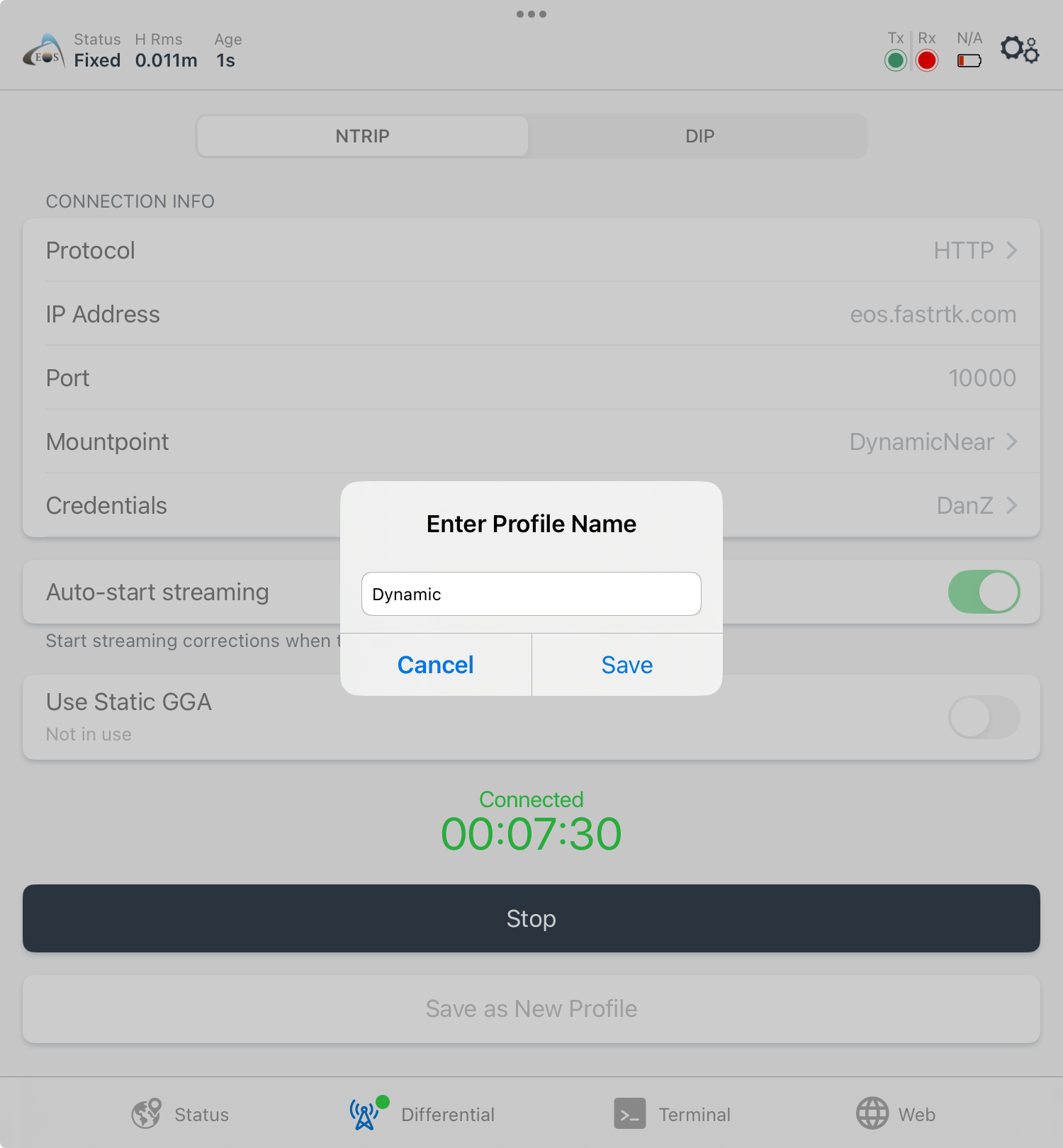 Simply give your profile a name and tap Save. In our example, we will name our profile “Dynamic.”