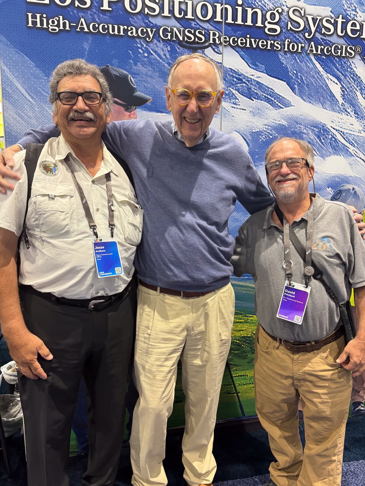 10 - Jesse Arellano and David Pritchard Pose with Jack Dangermond copy UC attendee and Eos customer Jesse Arellano and Eos representative David Pritchard also seized the opportunity to snap a photo with Jack. Thanks, Jack, for letting some of our teammates get a treasured Jack photo!