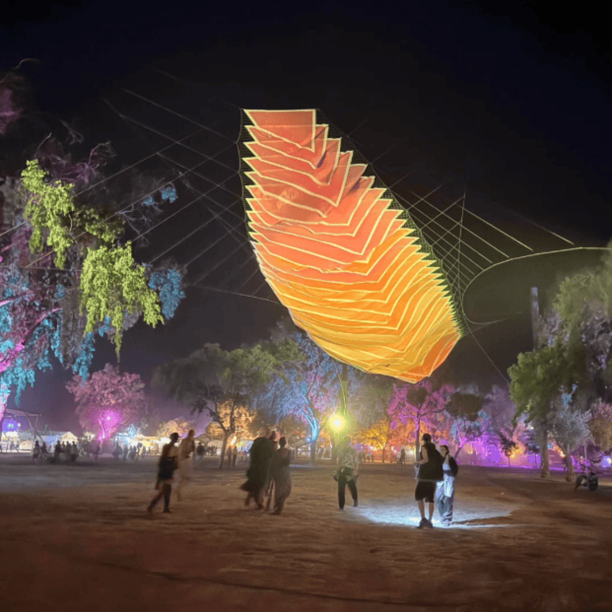 Customer Spotlight - Jack Braunschweiger - The Thing 2 The fast and accurate communication between the CAD and GIS softwares enables Jack's team to lay out art installations like this one with maximum consideration for how trees, lighting, and other surrounding features will impact the festival-goers' experience. When placing construction for "The Thing," they paid particular attention to maximizing the artistic impact against nearby trees and light features.